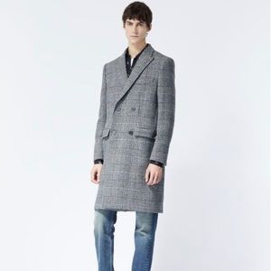 Kooples black and gray men’s overcoat, trench coat